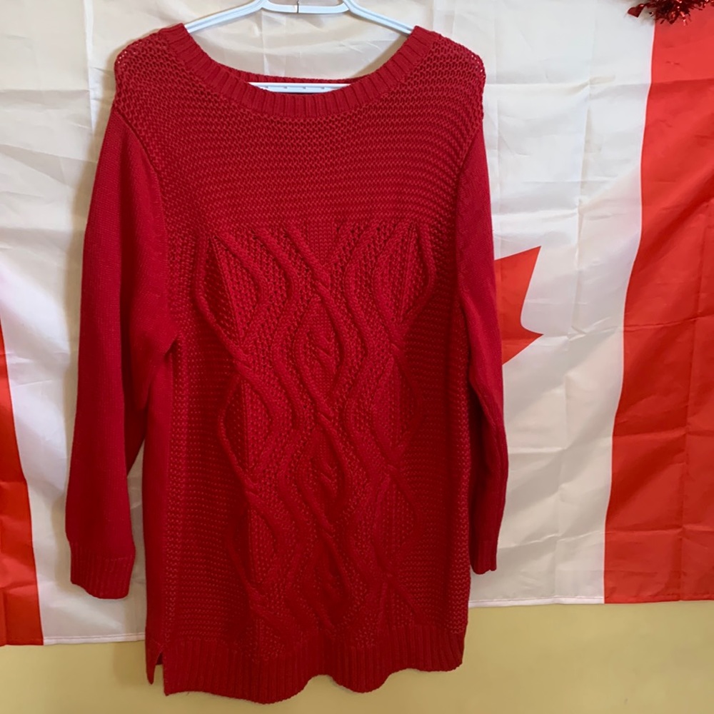 NWT Land’s End Women’s Red Pullover Sweater Size 1X